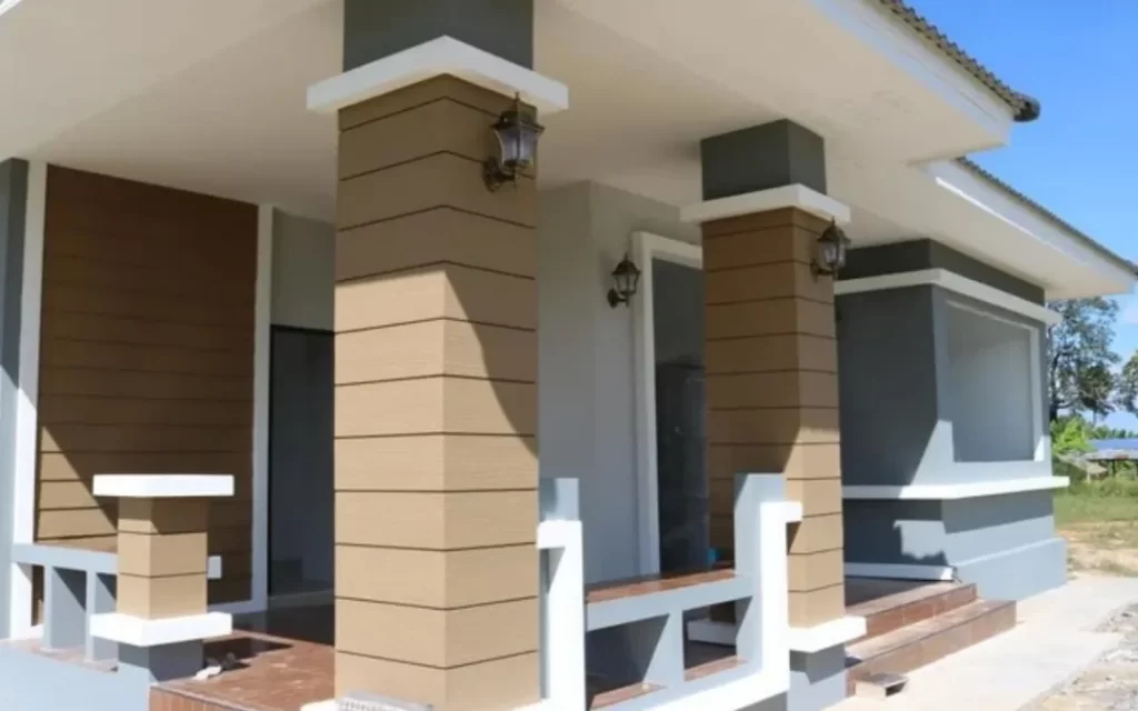 15. Desain Profil Tiang Teras Rumah Minimalis Dengan Acian Semen