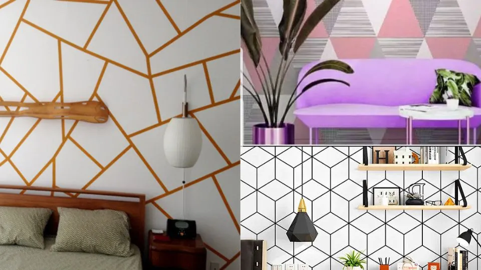 wallpaper dinding ruang tamu kecil - Wallpaper Dinding dengan Motif Geometris