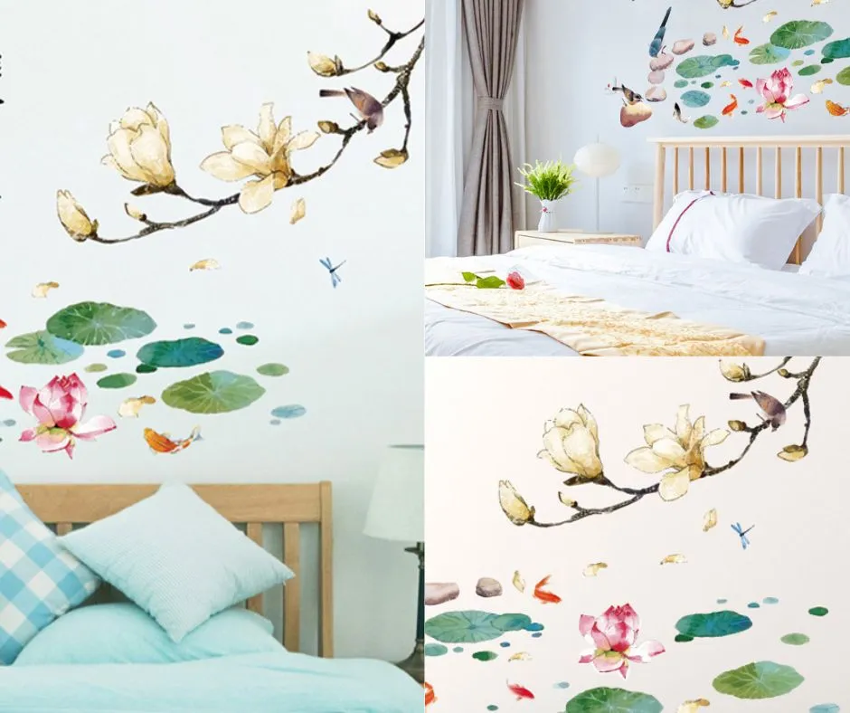 Wallpaper Dinding Kamar Tidur Kecil Dengan Motif Lukisan