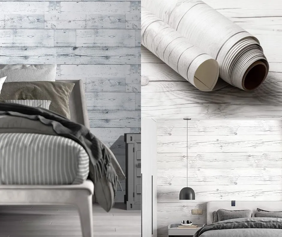 Wallpaper Dinding Kamar Tidur Kecil dengan Motif Kayu