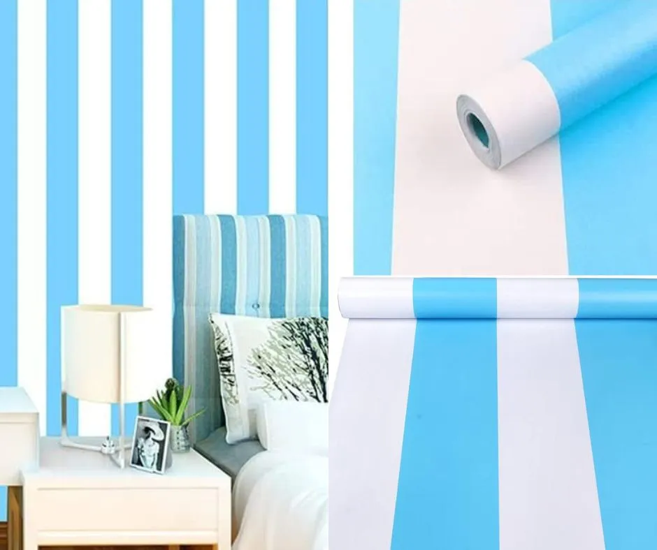Wallpaper Dinding dengan Motif Garis-Garis Vertikal