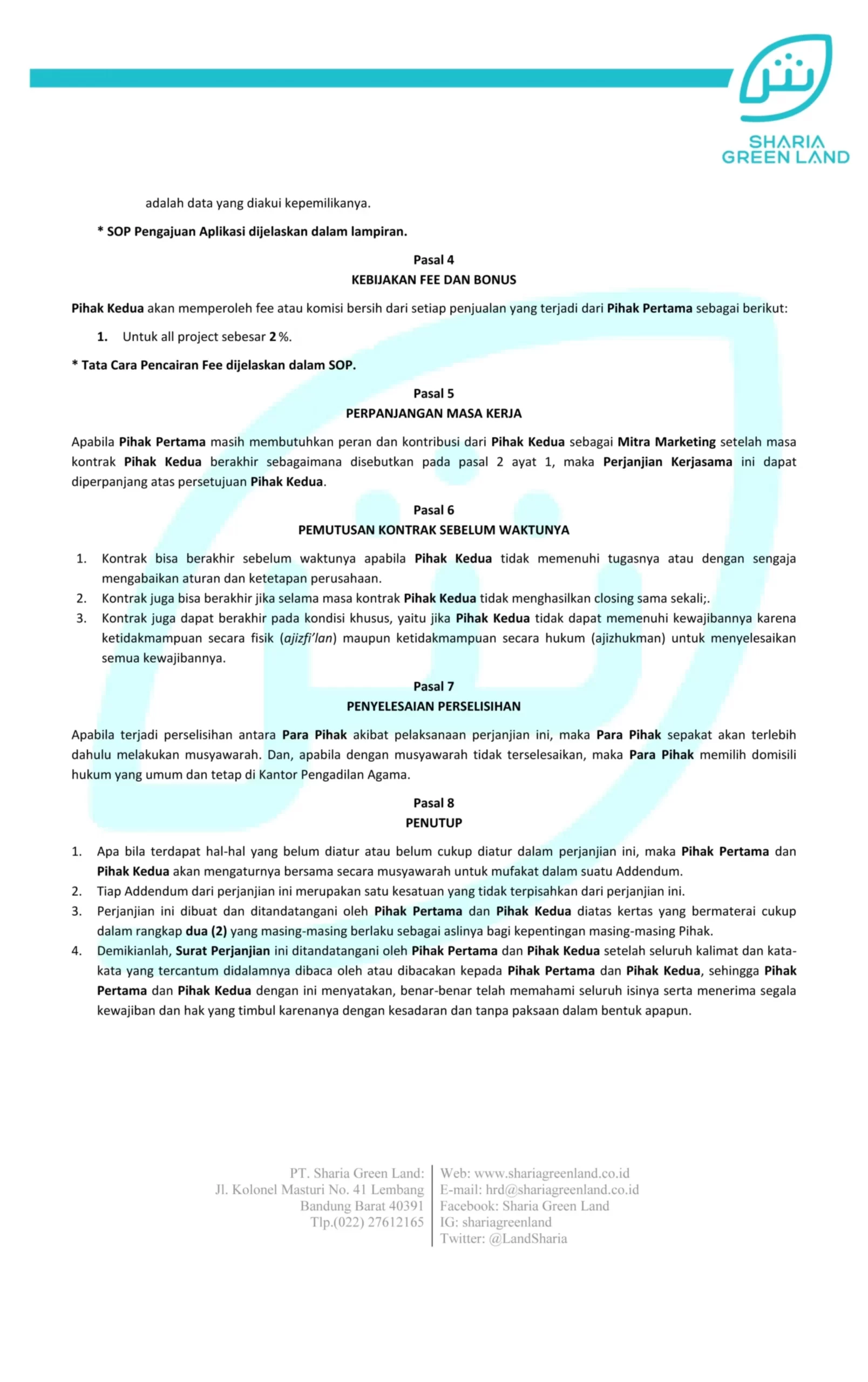 Form Akad Mitra Marketing Sharia Green Land